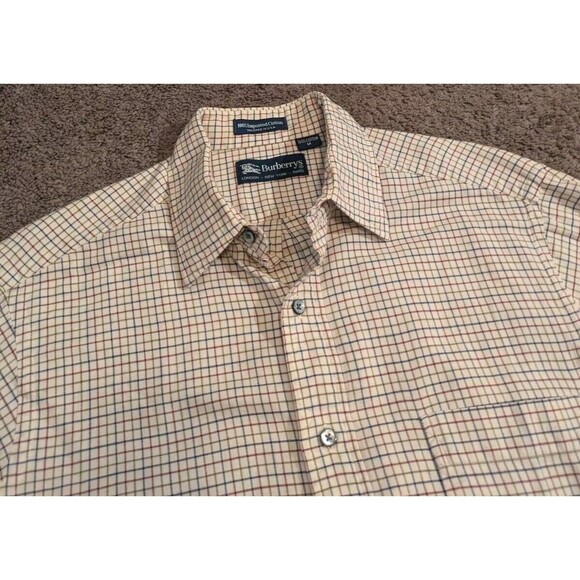 Vintage Burberry Flannel Plaid Brushed Cotton Button Up Shirt Men's Medium - Picture 3 of 7